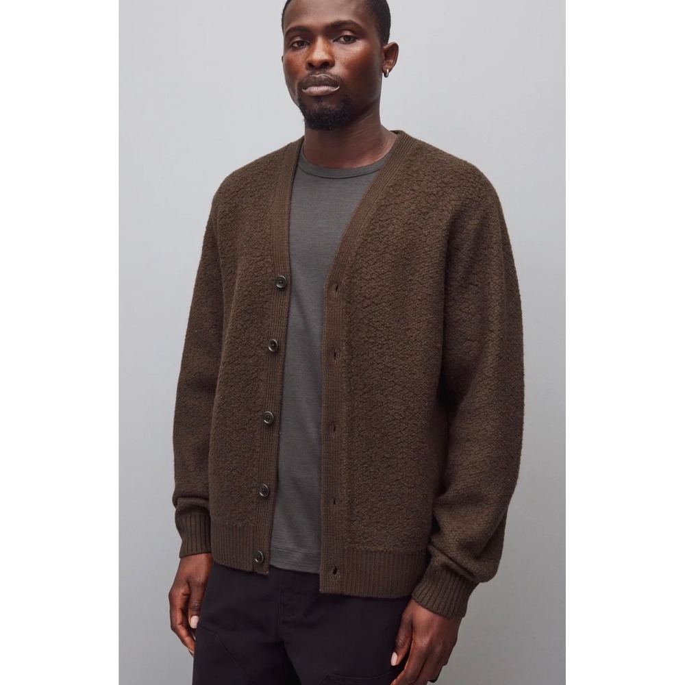 Todd Snyder Mens Wool Blend Boucle Cardigan Sweater umber Brown 35-SW0840264